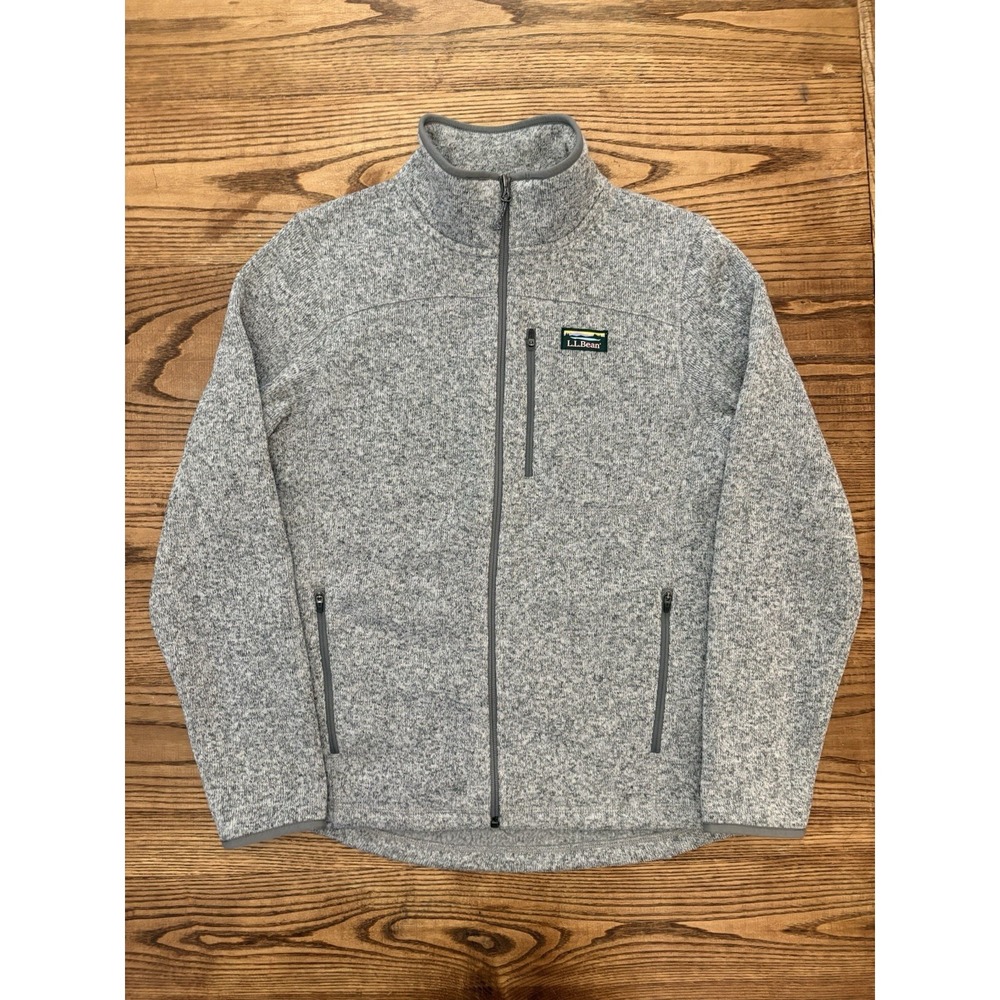LL Bean Men's Small Slightly Fitted Heather Grey Sweater Fleece Full Zip Jacket